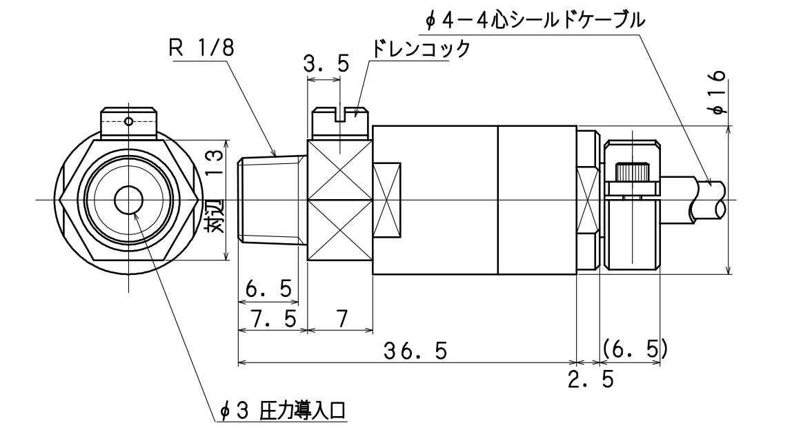 9E02-P6-1MPA / 9E02-P6-2MPA / 9E02-P6-5MPA / 9E02-P6-10MPA 외형 치수 화상