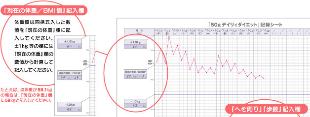 50gデイリィダイエット 体重のおはなし 50gデイリィダイエット 記録シートの使い方 医療 健康 商品 サービス 株式会社エー アンド デイ